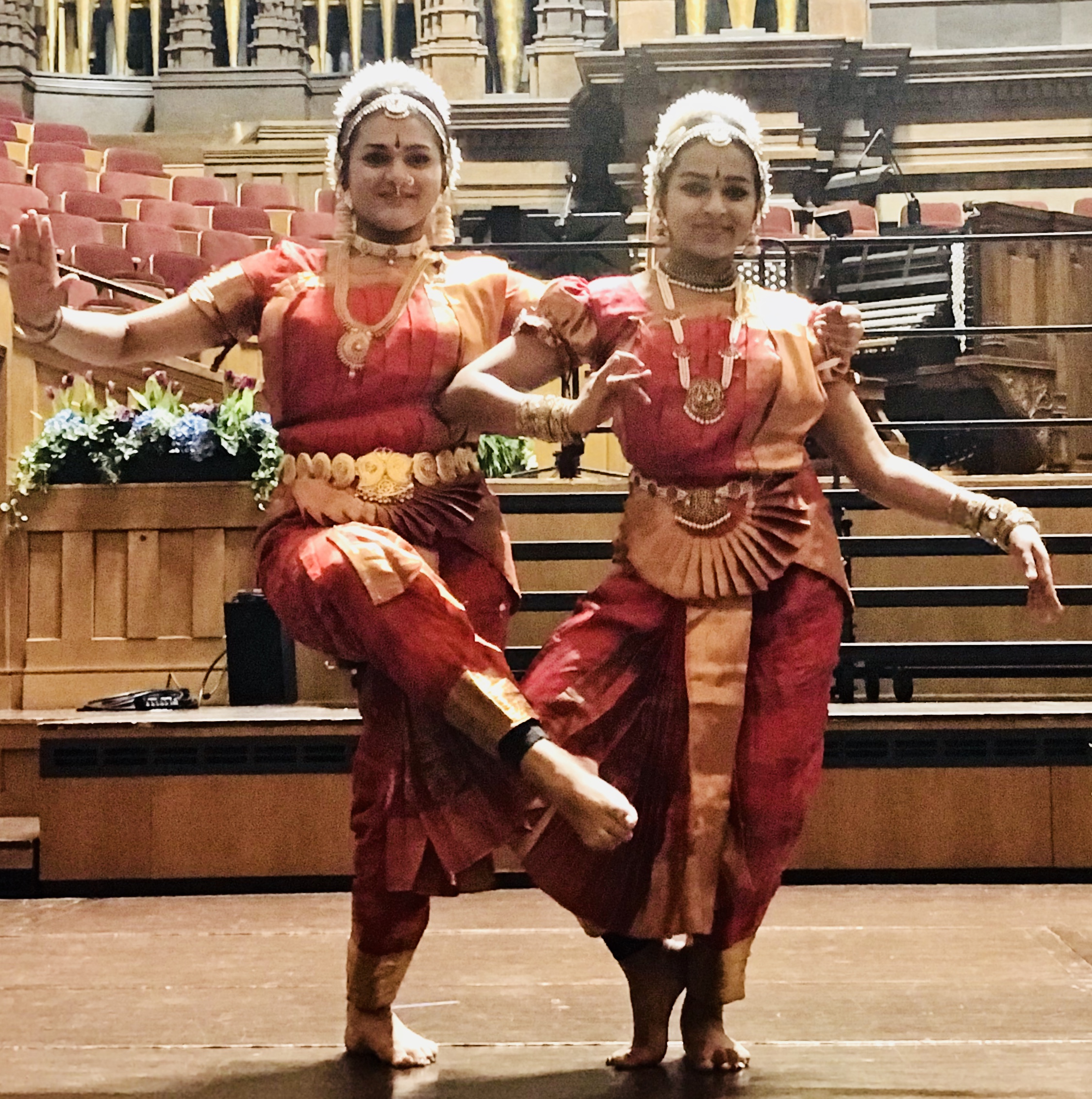 Dance studio floor and barre in soft light